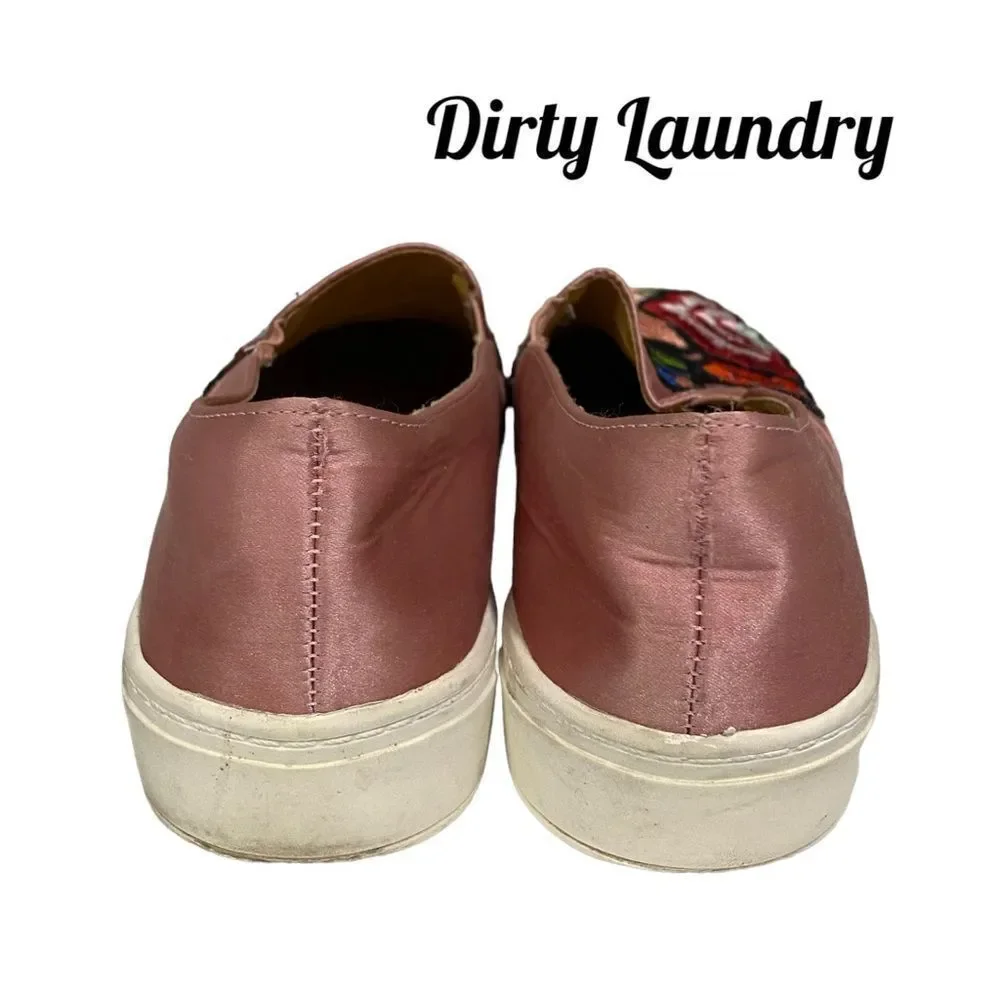 Dirty Laundry Women's Pink Embroidered Slip-On Sneakers Loafers 8